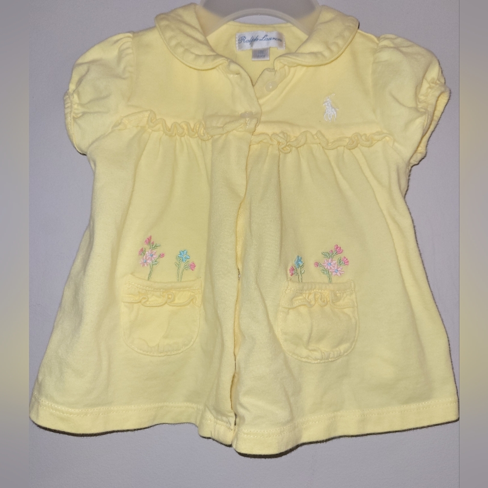 🎉HOST PICK🎉 Vintage Ralph Lauren RL Yellow Baby Blouse Top Flower Embroidery